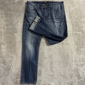 Adam Levine Jeans Mens 38x32 The Dean Redline Selvedge Whiskering‎ Dark Wash